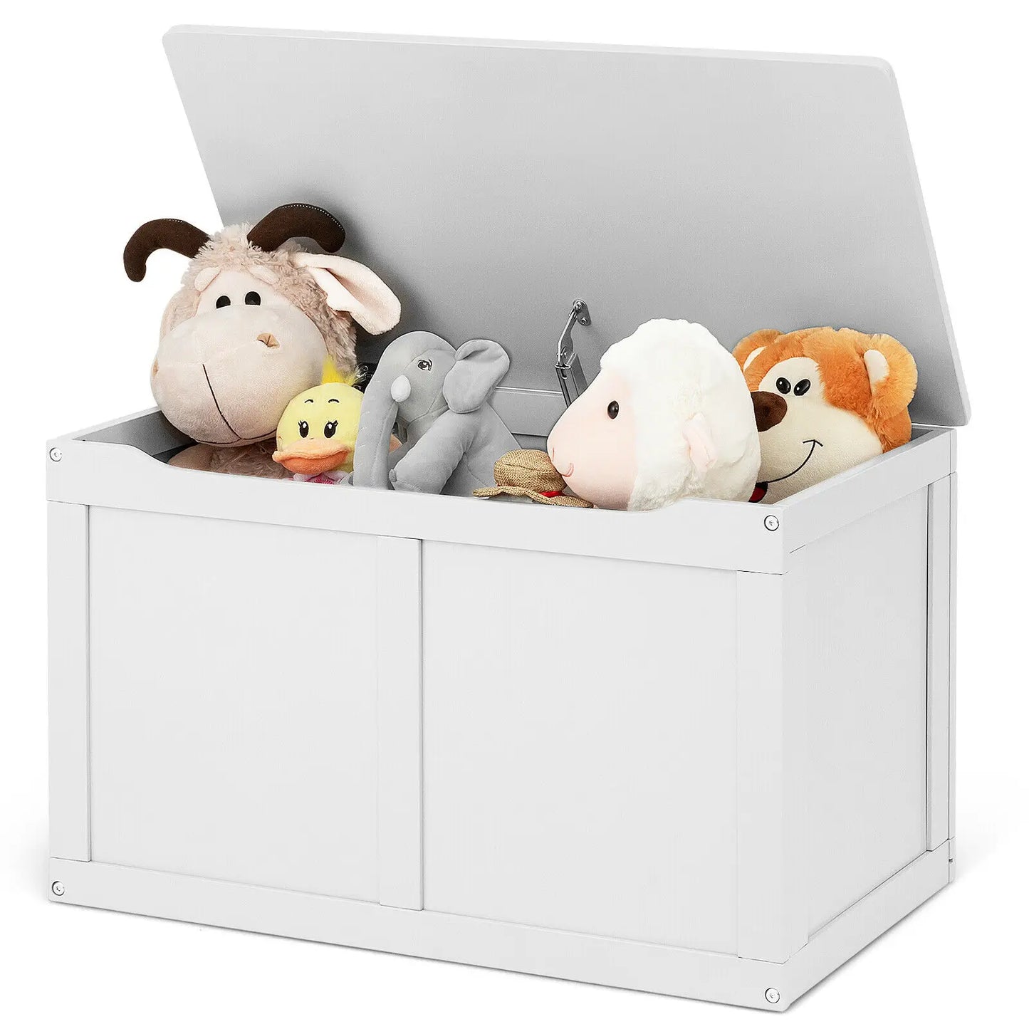 Kids Wooden Toy Box Storage Bench with Safety Hinge