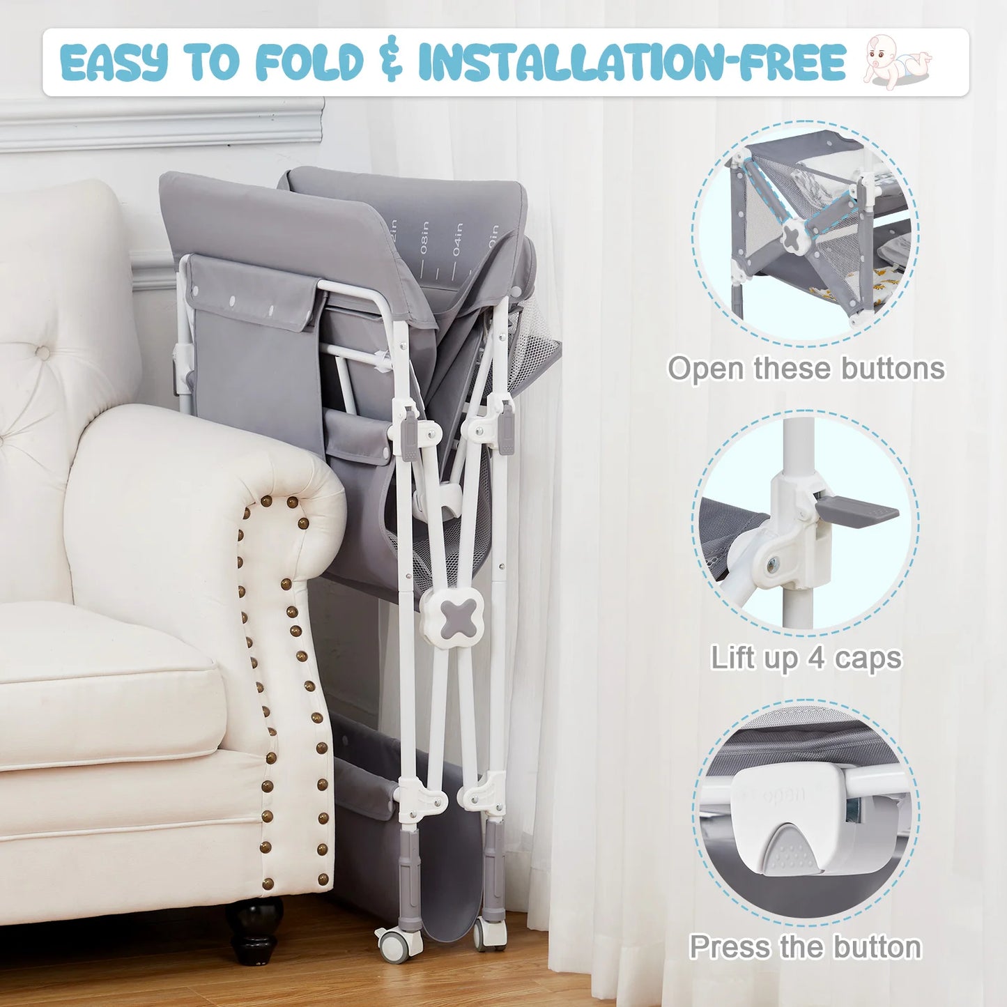 Portable Folding Baby Diaper Changing Stand with Storage