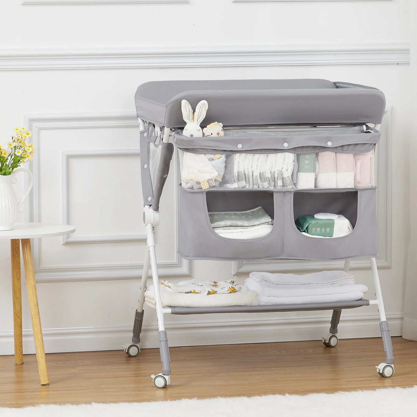 Portable Folding Baby Diaper Changing Stand with Storage