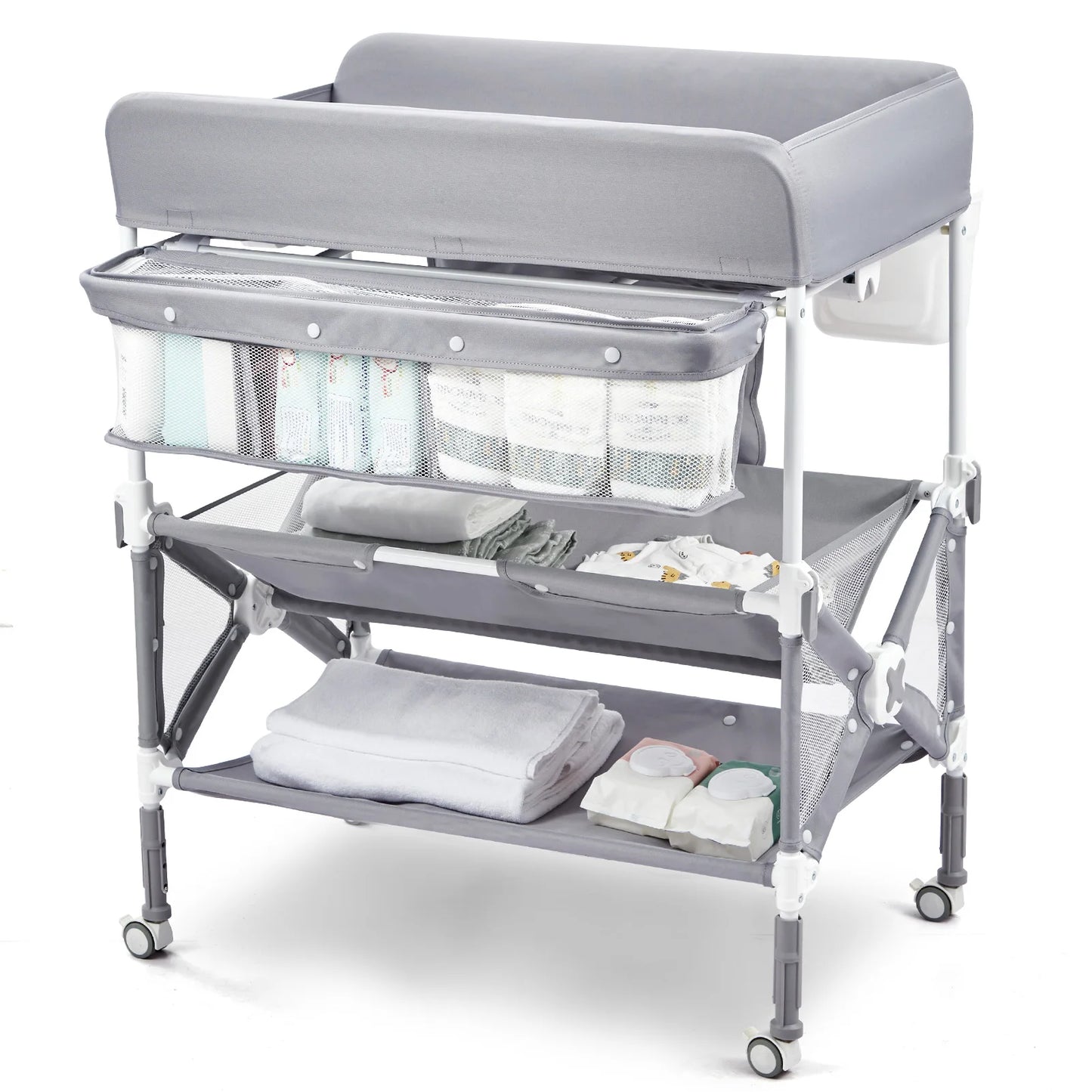 Portable Folding Baby Diaper Changing Stand with Storage