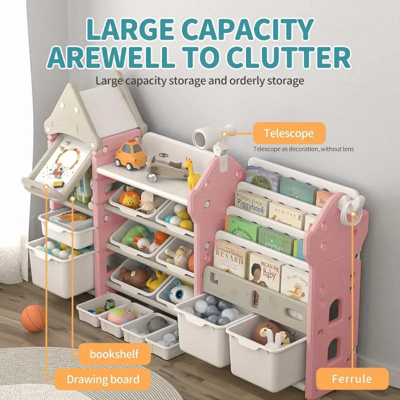 Kids Toy Storage Organizer with Bookshelf and Bins