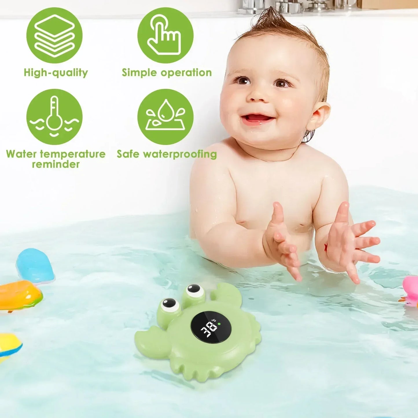 LED Baby Bath Thermometer Cartoon Floating Water Monitor