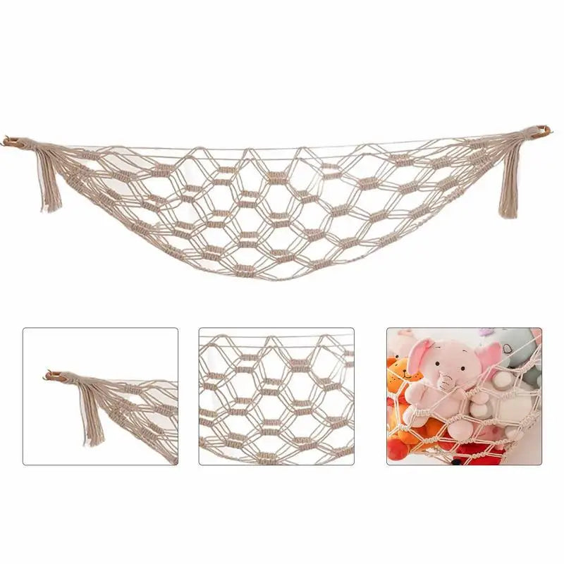 Boho Macrame Toy Storage Hammock for Children