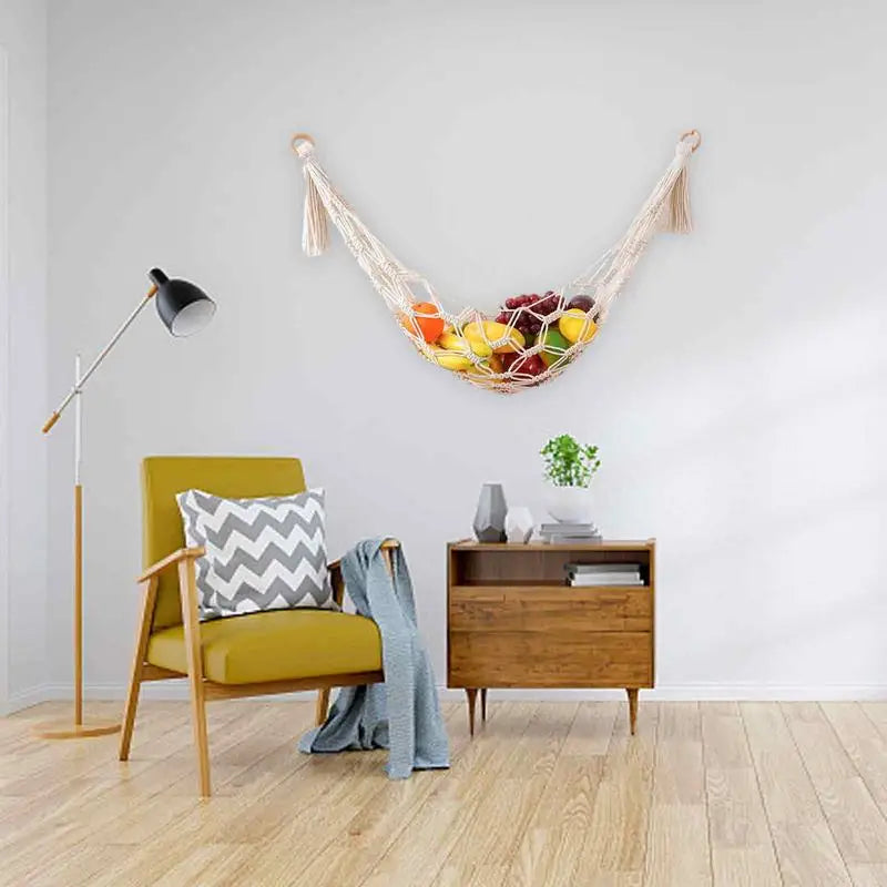 Boho Macrame Toy Storage Hammock for Children