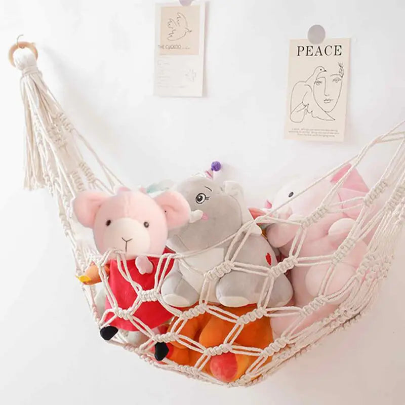 Boho Macrame Toy Storage Hammock for Children