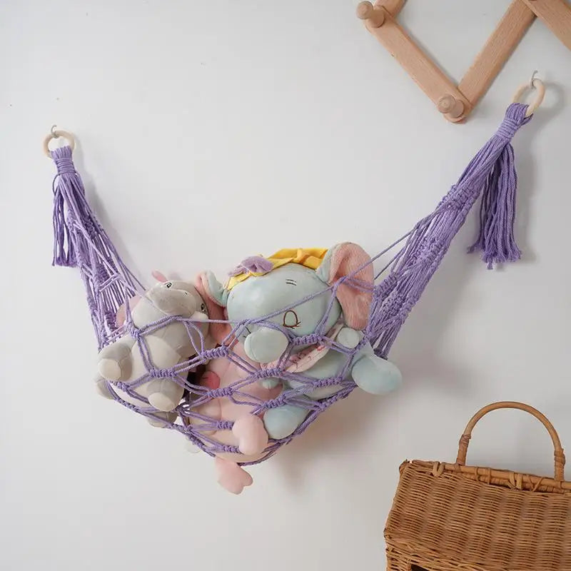 Boho Macrame Toy Storage Hammock for Children