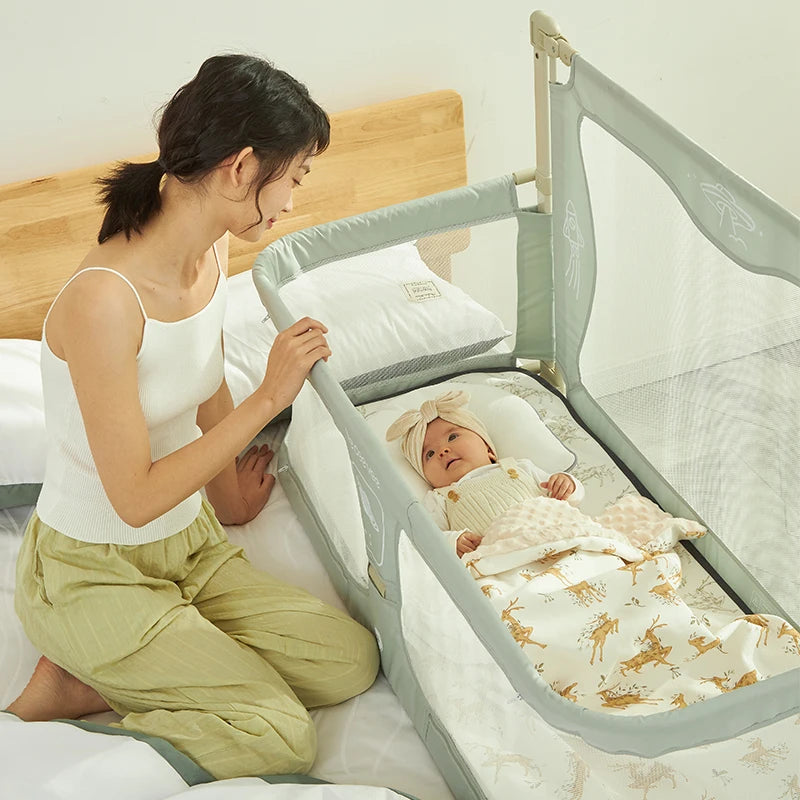 Comfortable Dual Use Baby Cot Safe Bedside Crib