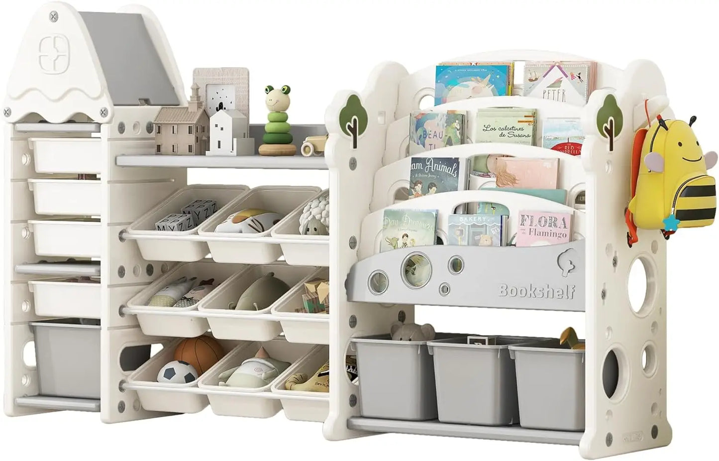 Kids Toy Storage Organizer with Bookshelf and Bins